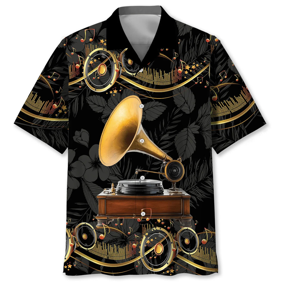Black Gramophone Hawaiian Shirt