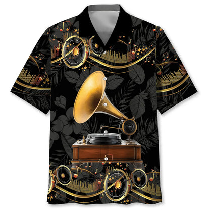 Black Gramophone Hawaiian Shirt