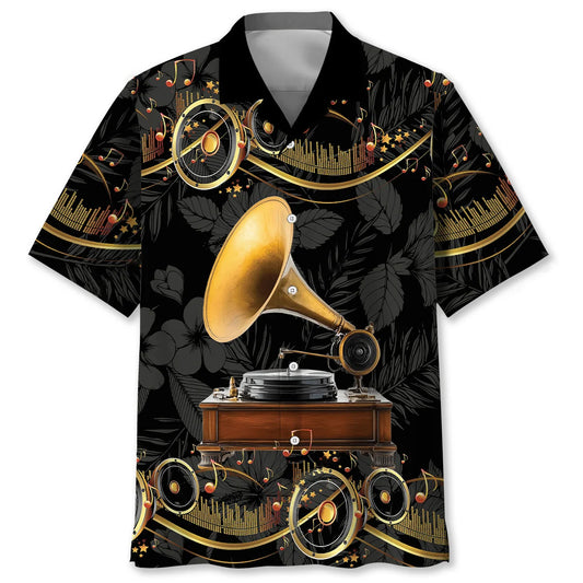 Black Gramophone Hawaiian Shirt