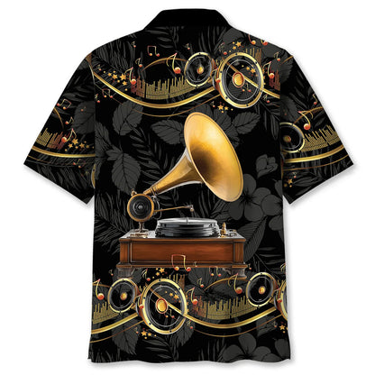 Black Gramophone Hawaiian Shirt