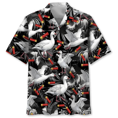 Black Ross Goose Tropical Hawaiian Shirt