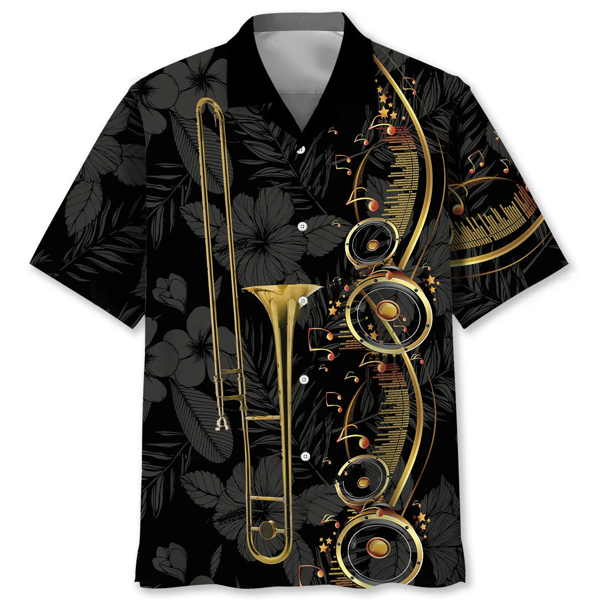 Black Trombone Hawaiian Shirt