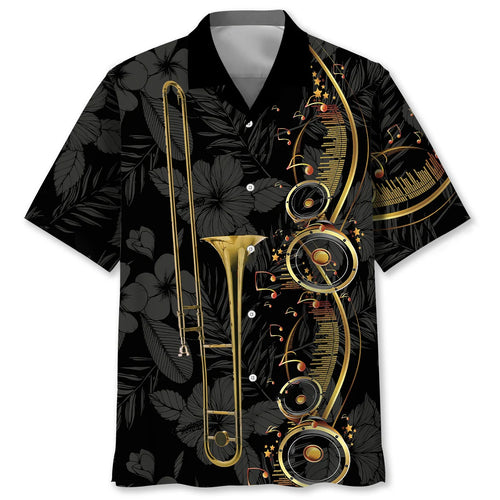 Black Trombone Hawaiian Shirt