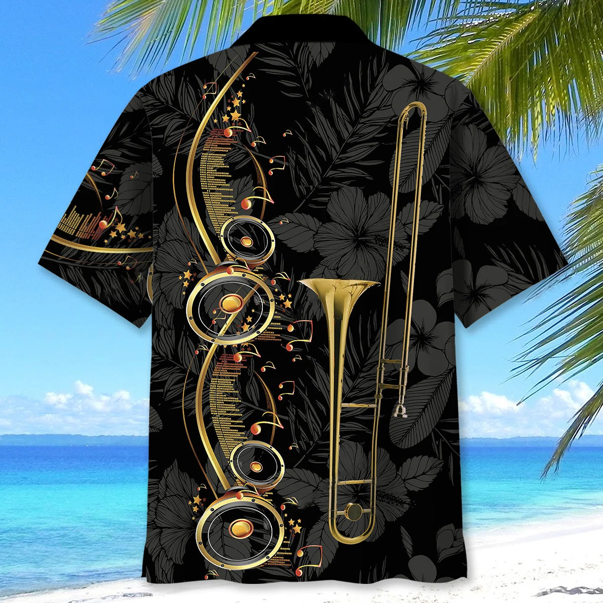 Black Trombone Hawaiian Shirt