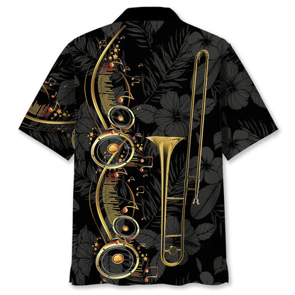 Black Trombone Hawaiian Shirt