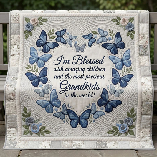 Blessed With Grandkids Butterfly Quilt Blanket