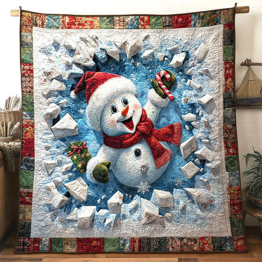 Blizzard Joy Snowman Quilt Blanket