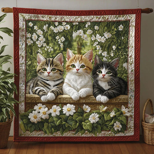 Bloom Garden Cat Quilt Blanket