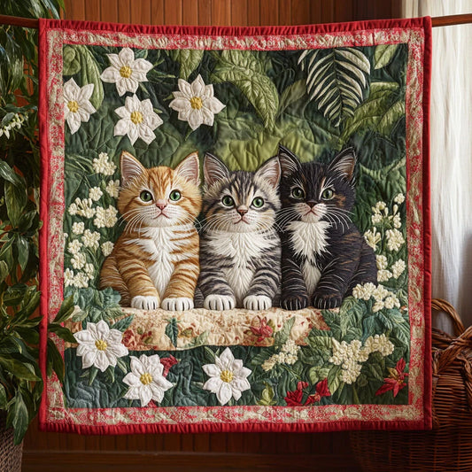 Bloom Garden Kitten Quilt Blanket