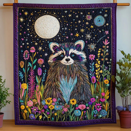 Bloom Night Raccoon Quilt Blanket