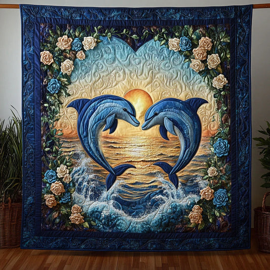 Bloom Ocean Dolphin Quilt Blanket