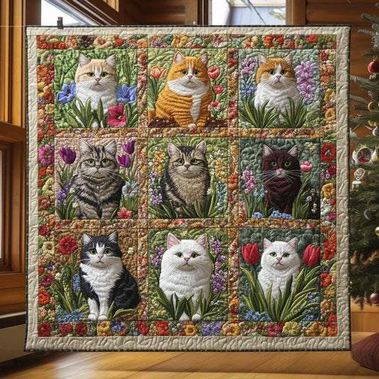 Blooming Cat Quilt Blanket
