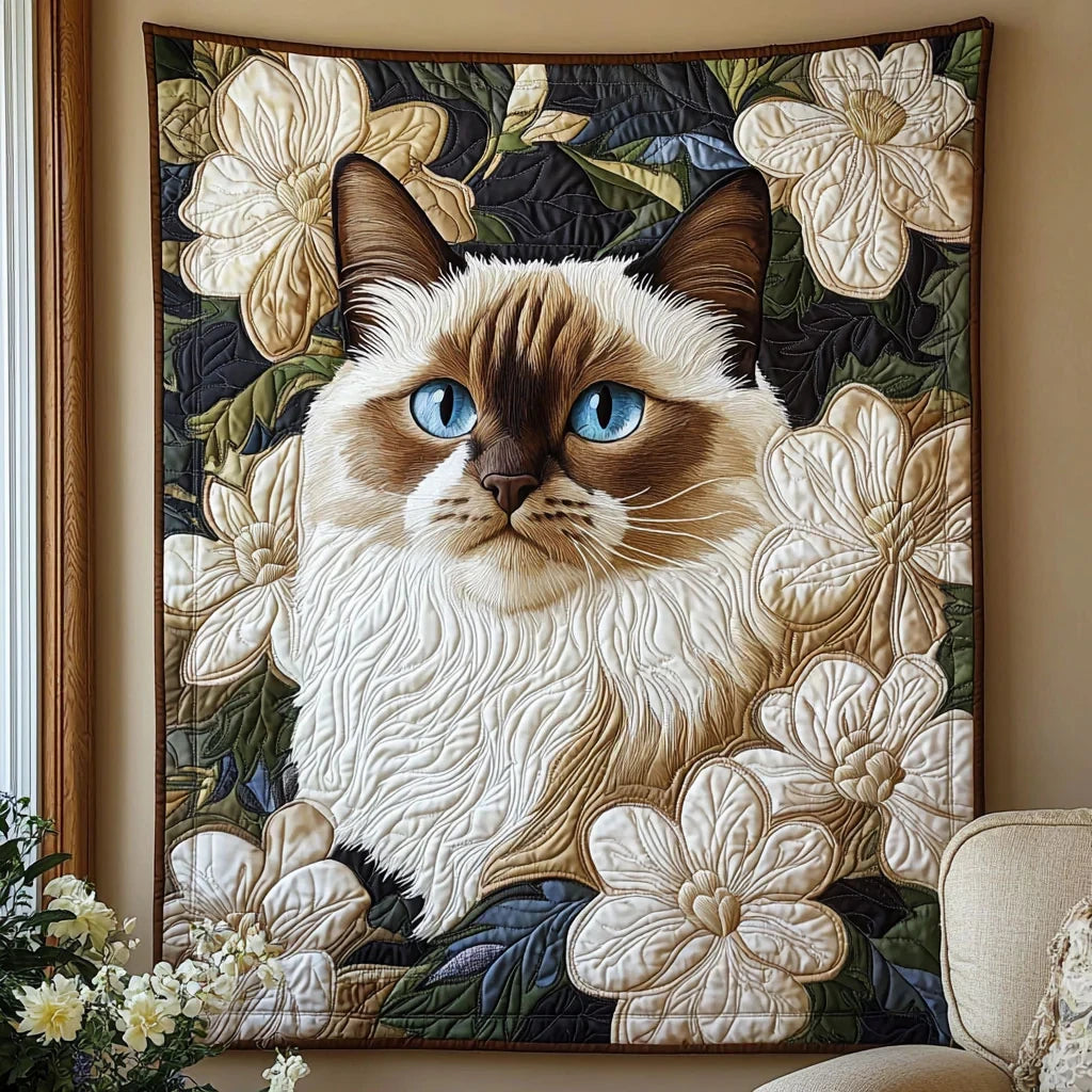 Blooming Cat Quilt Blanket