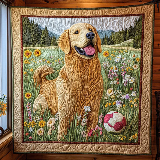 Blooming Fetch Fun Quilt Blanket
