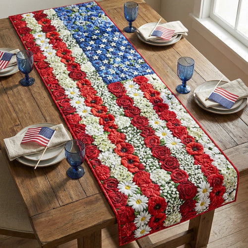 Blooming Flag Quilted Table Runner