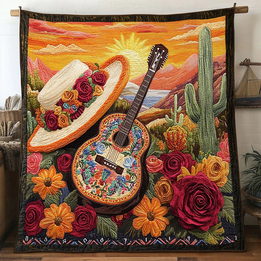Blooming Guitar Quilt Blanket