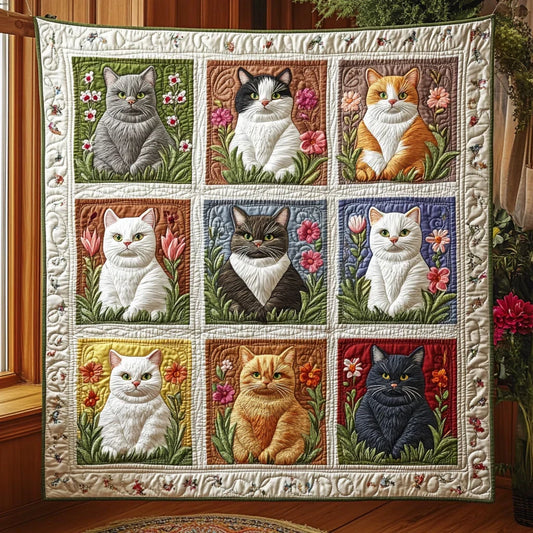 Blooming Whiskers Quilt Blanket