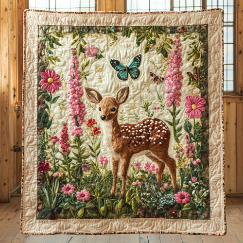 Blossom Forest Fawn Quilt Blanket