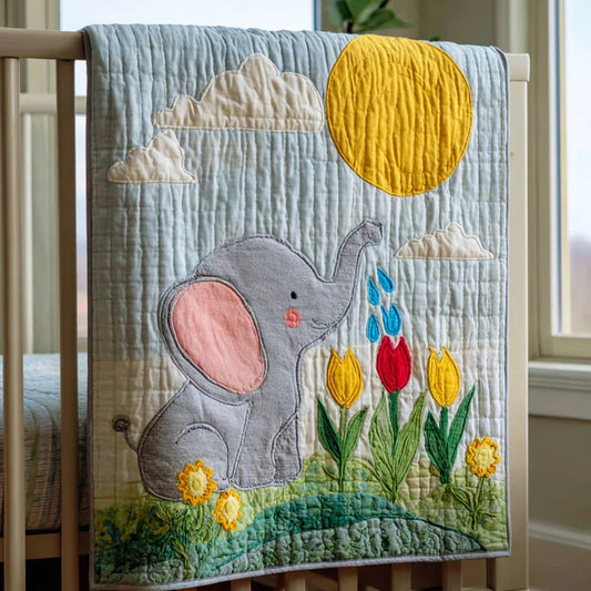 Blue Elephant Quilt Blanket - Quilted Blanket by OtterMia