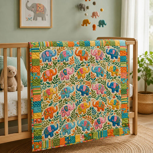 Blue Elephant Quilt Blanket - Quilted Blanket by OtterMia