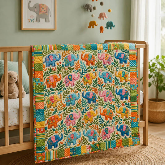 Blue Elephant Quilt Blanket - Quilted Blanket by OtterMia