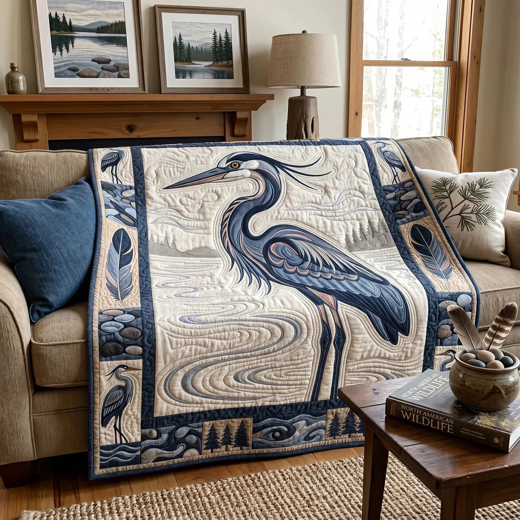 Blue Heron Waters Quilt Blanket