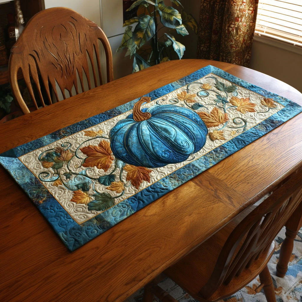 Blue Pumpkin Quilted Table Runner