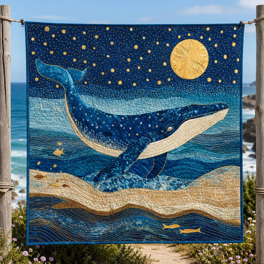 Blue Wave Quilt Blanket - Quilted Blanket by OtterMia