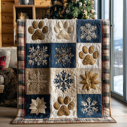 Blue Winter Paws Quilt Blanket