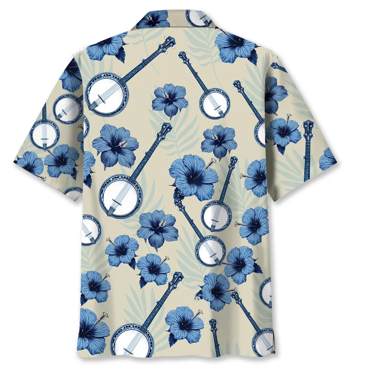 Blue 5 String Banjo Hibiscus Hawaiian Shirt