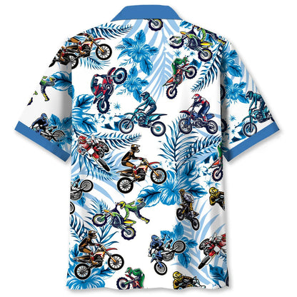 Blue Dirt Bike Racing Hawaiian Shirt