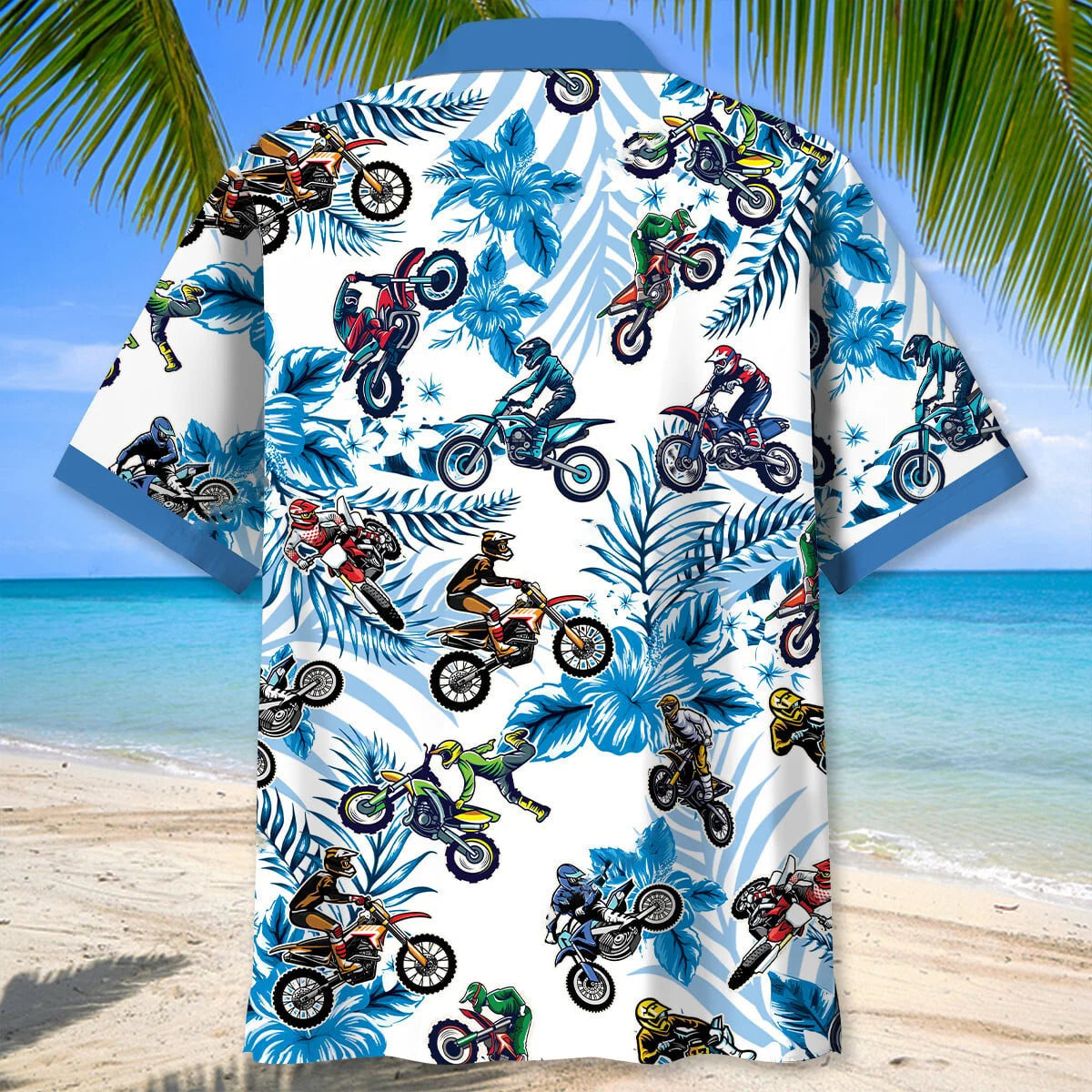 Blue Dirt Bike Racing Hawaiian Shirt
