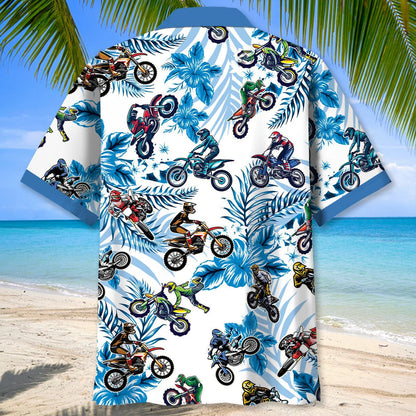 Blue Dirt Bike Racing Hawaiian Shirt