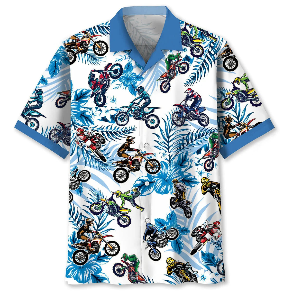 Blue Dirt Bike Racing Hawaiian Shirt