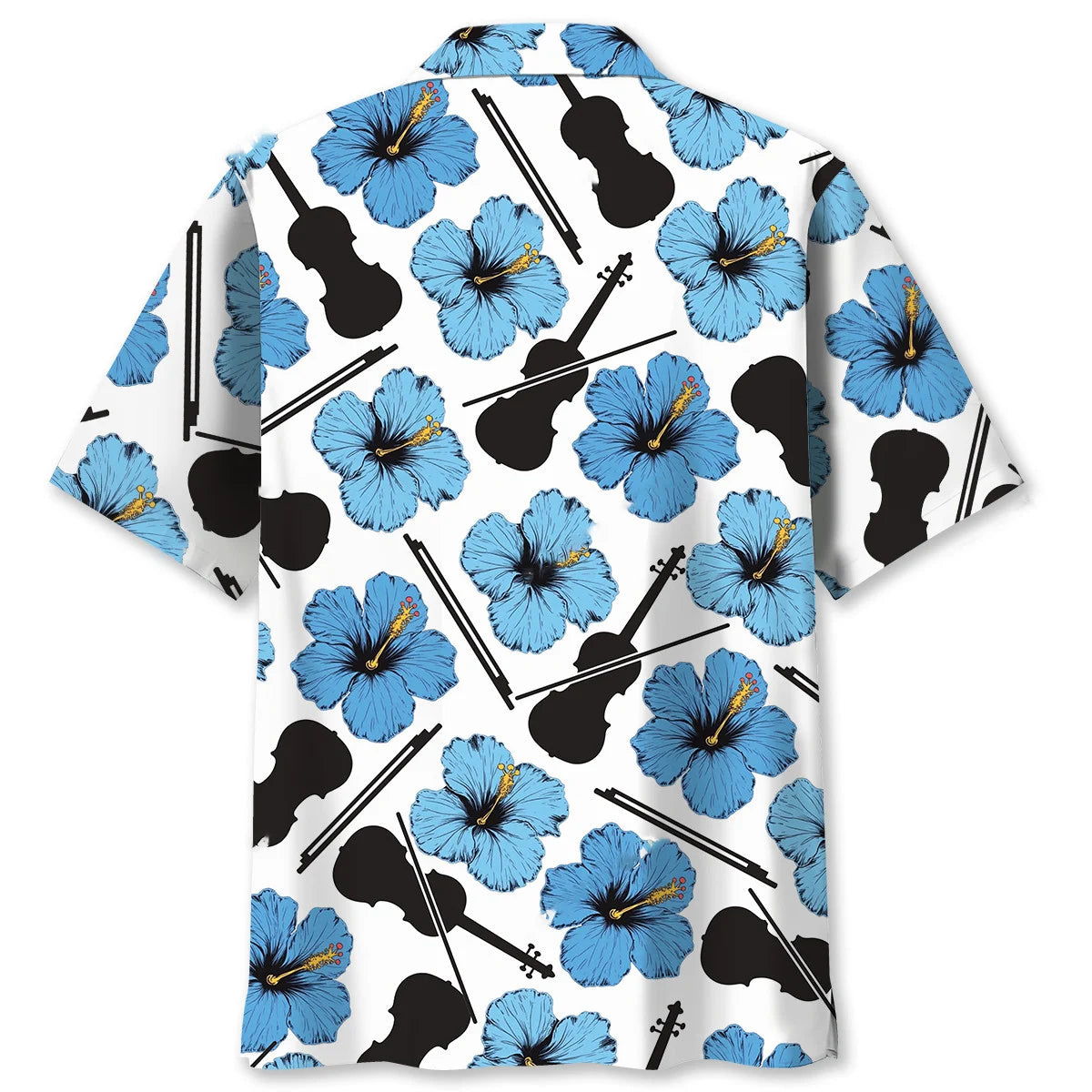 Blue Hibiscus Violin Hawaiian Shirt