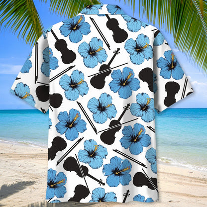 Blue Hibiscus Violin Hawaiian Shirt