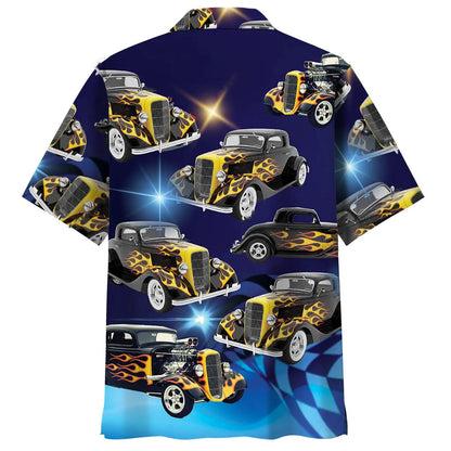 Blue Hot Rod Classic Car Hawaiian Shirt