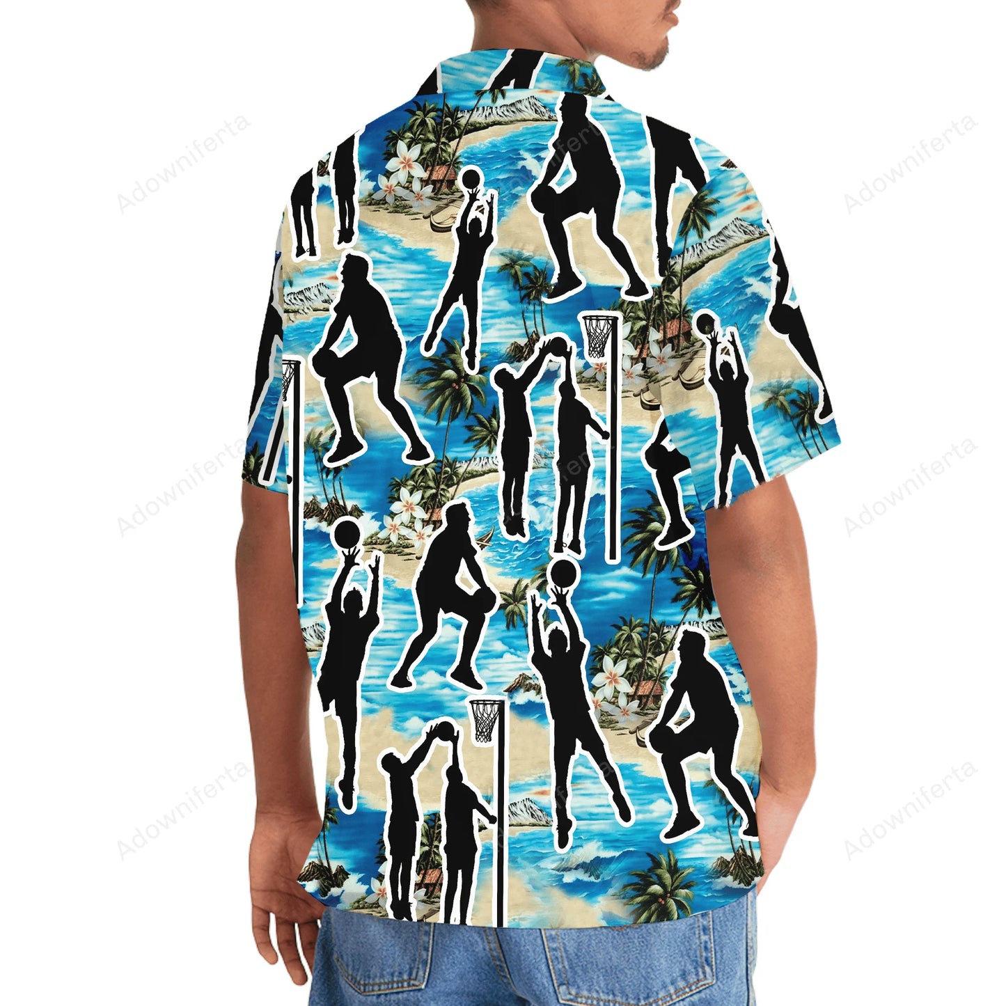 Blue Netball Beach Hawaiian Shirt