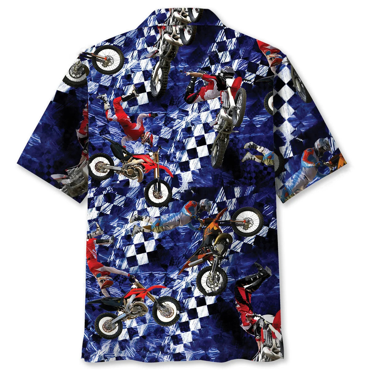 Blue Racing Dirt Bike Hawaiian Shirt