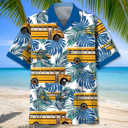 Blue School Bus Driver Hawaiian Shirt