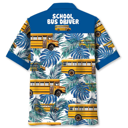 Blue School Bus Driver Hawaiian Shirt