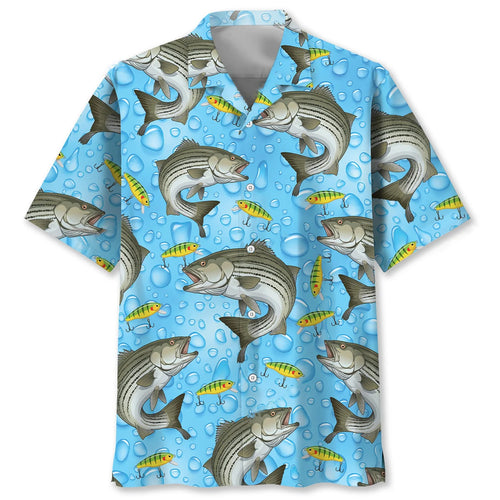 Blue Stripe Bass Hawaiian Shirt