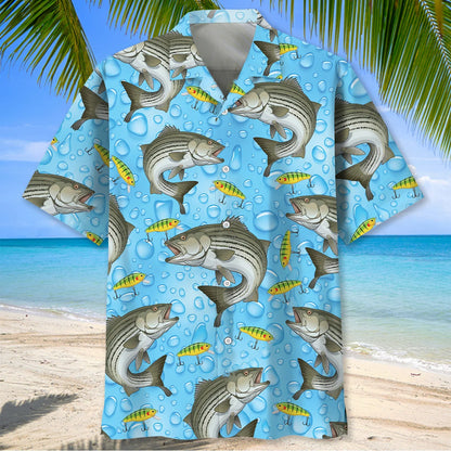 Blue Stripe Bass Hawaiian Shirt