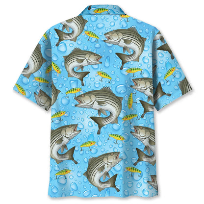Blue Stripe Bass Hawaiian Shirt