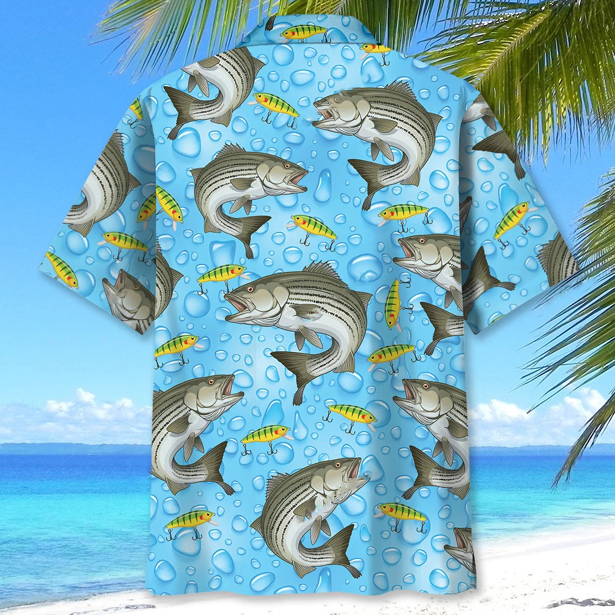 Blue Stripe Bass Hawaiian Shirt