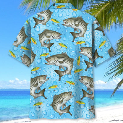 Blue Stripe Bass Hawaiian Shirt