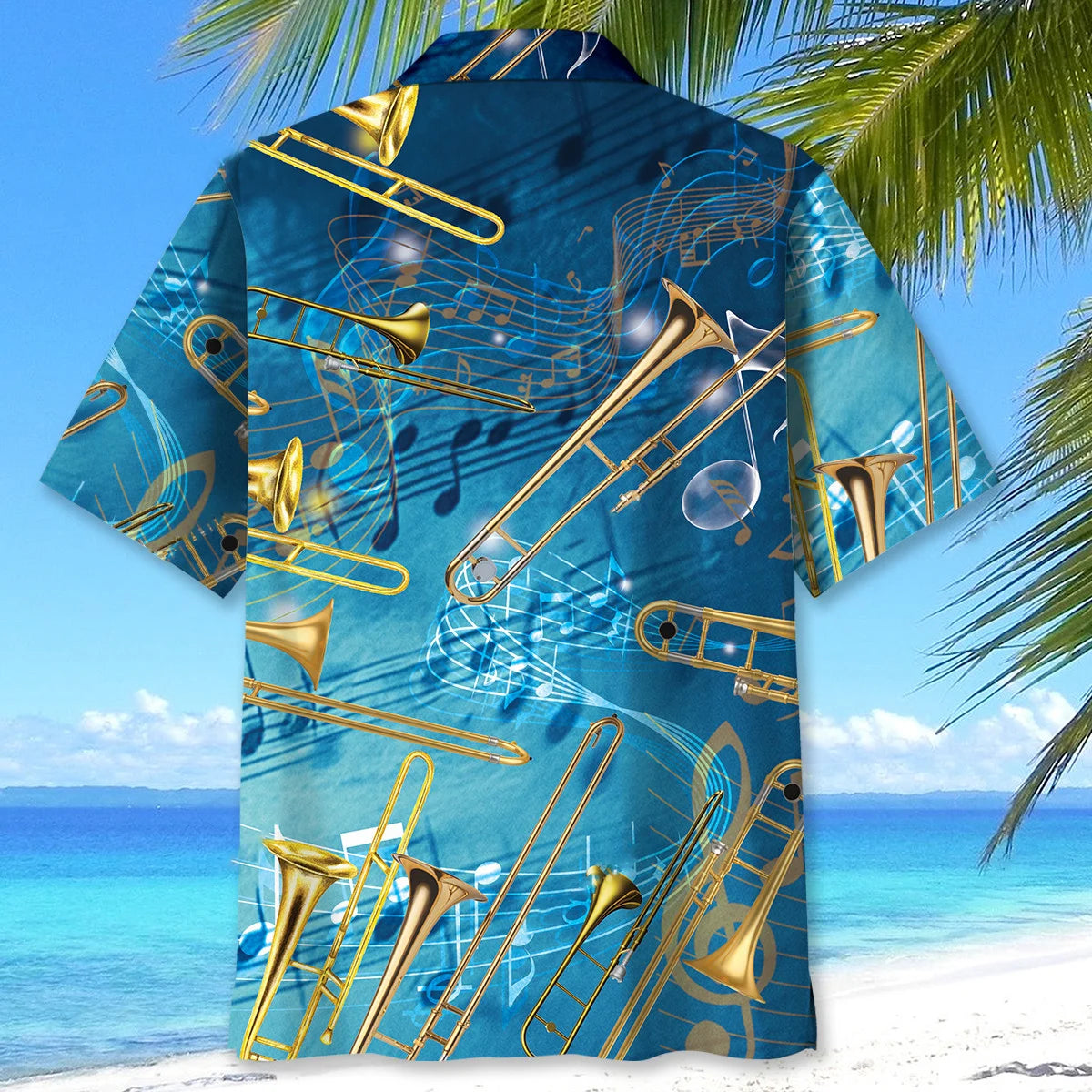 Blue Trombone Art Hawaiian Shirt