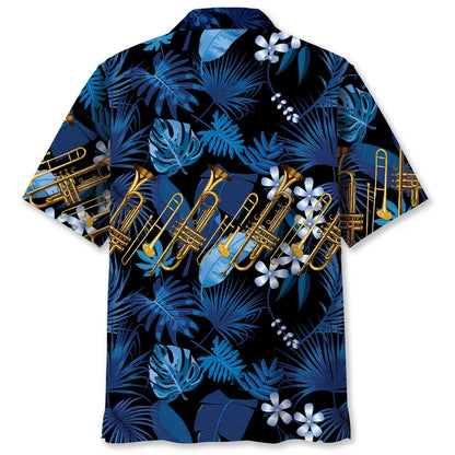Blue Trombone Tropical Hawaiian Shirt