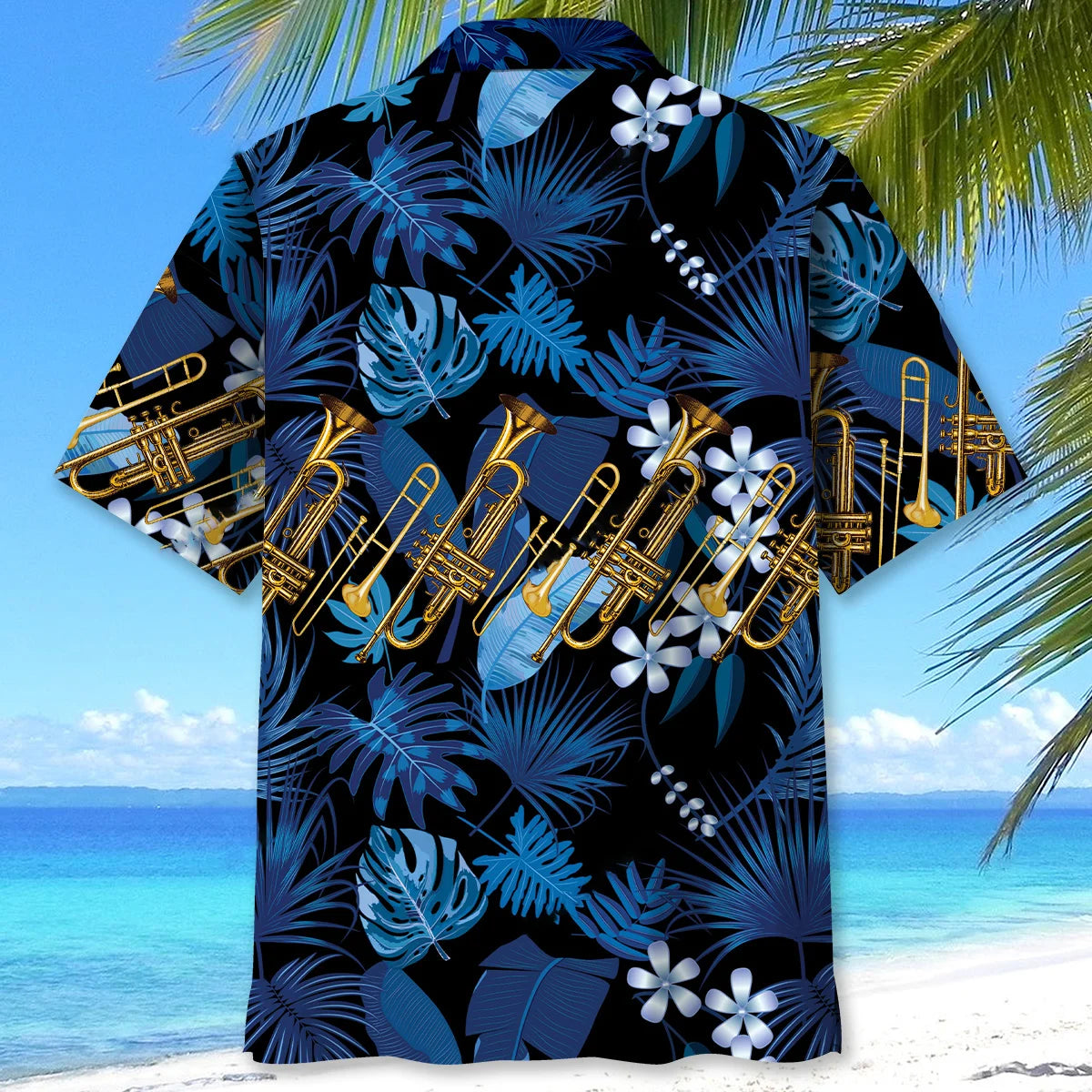 Blue Trombone Tropical Hawaiian Shirt