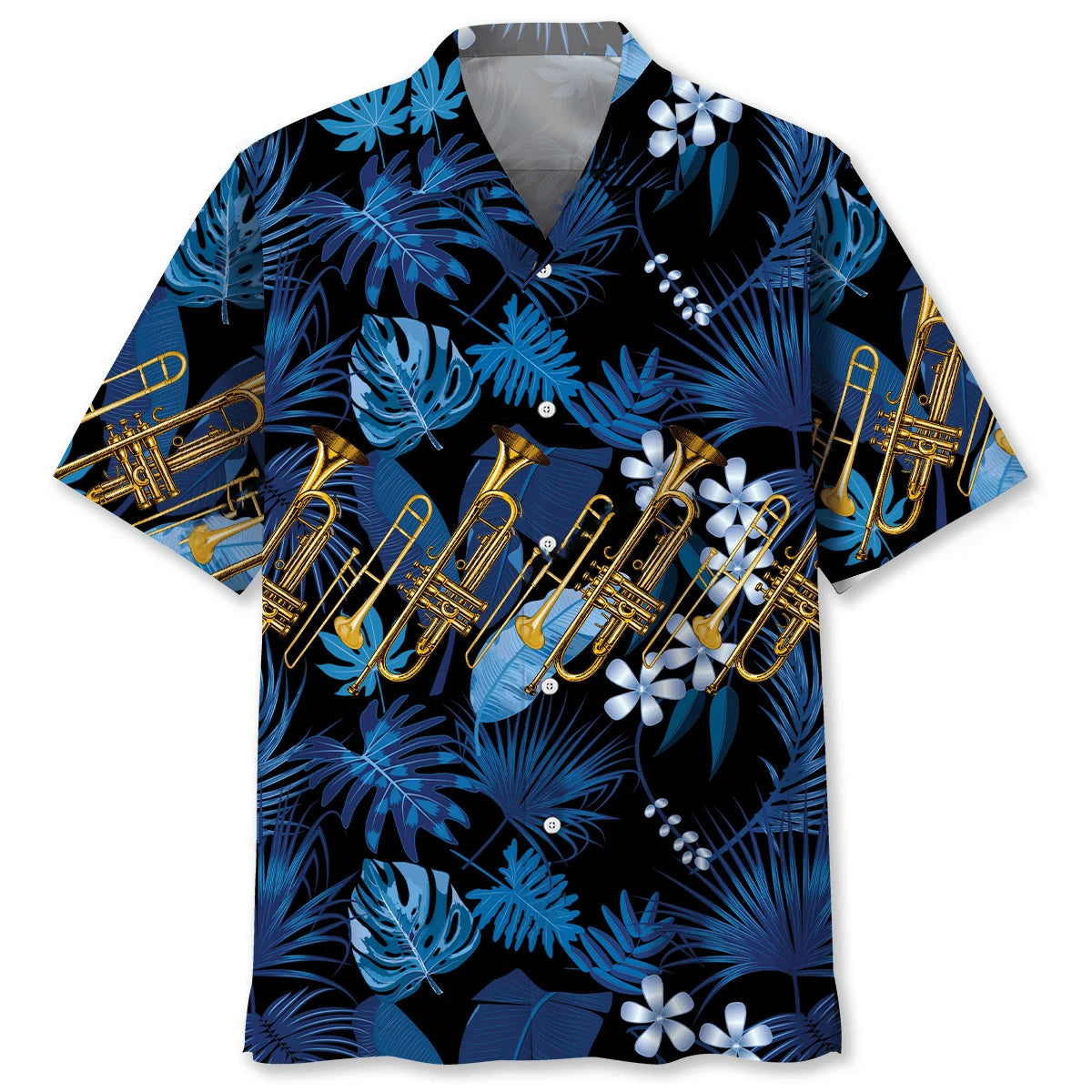 Blue Trombone Tropical Hawaiian Shirt